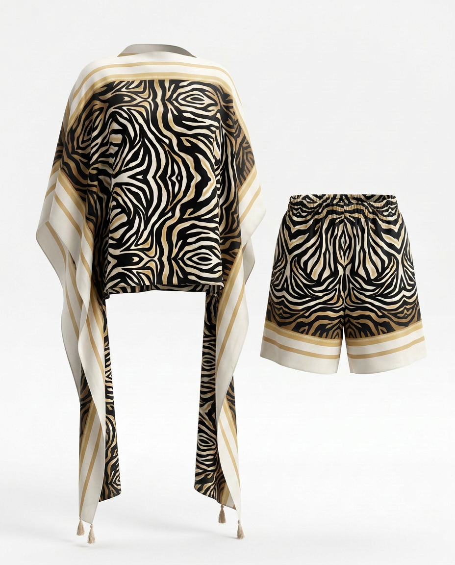 Audacious Zebra Print Kaftan Set-6