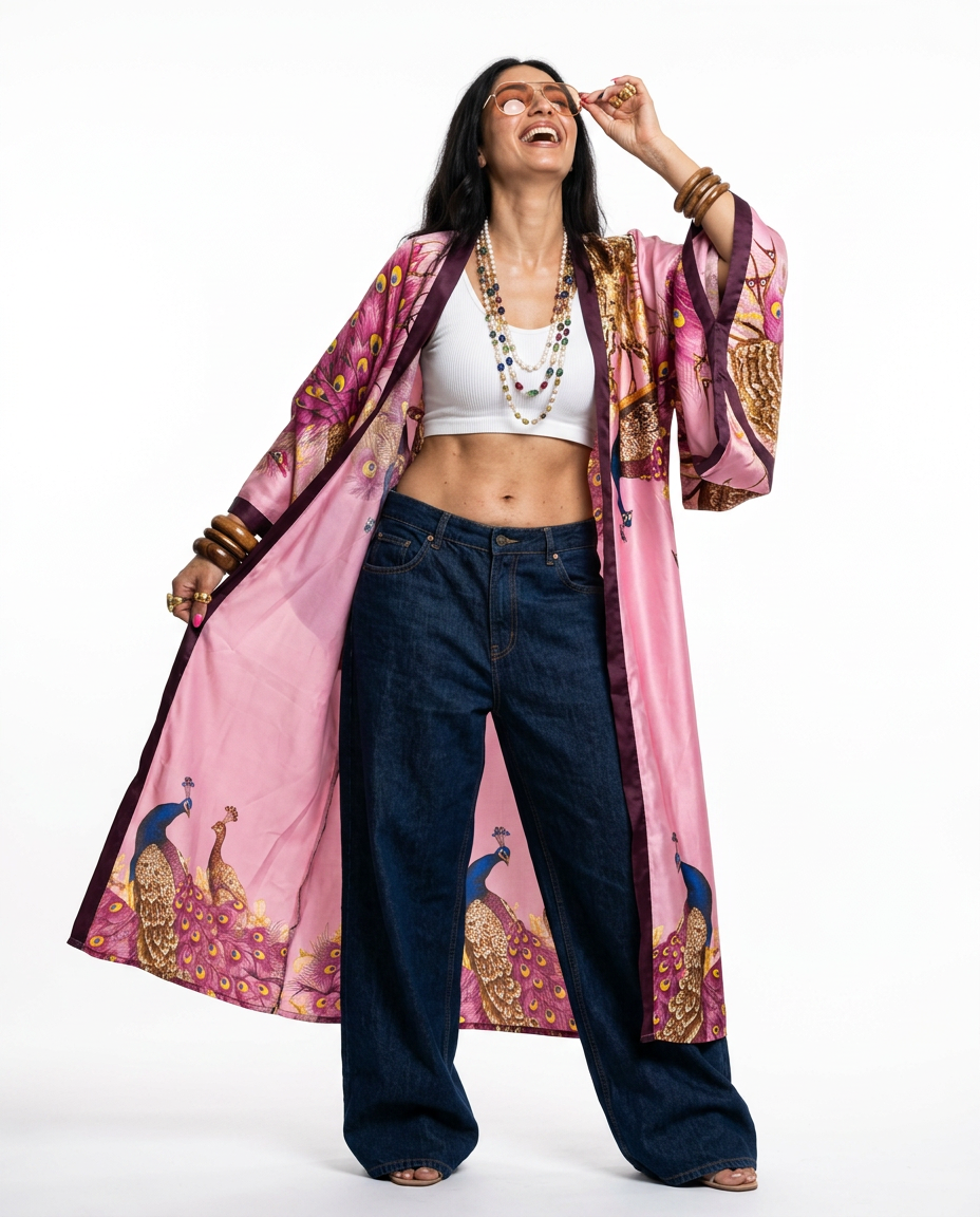 Divine Printed Silk Kimono-0