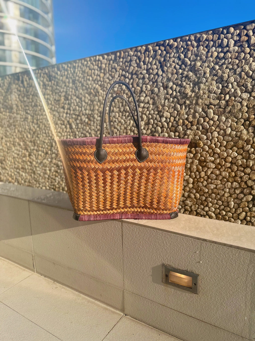 Orange Brown Natural Straw Bag-1