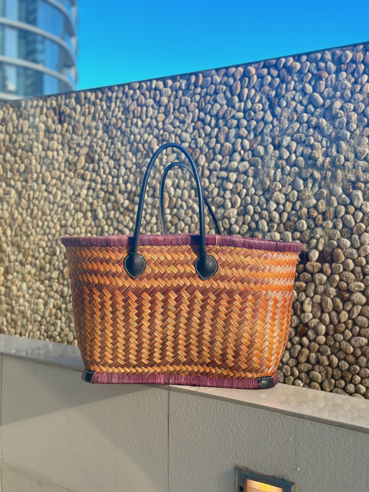 Orange Brown Natural Straw Bag-0