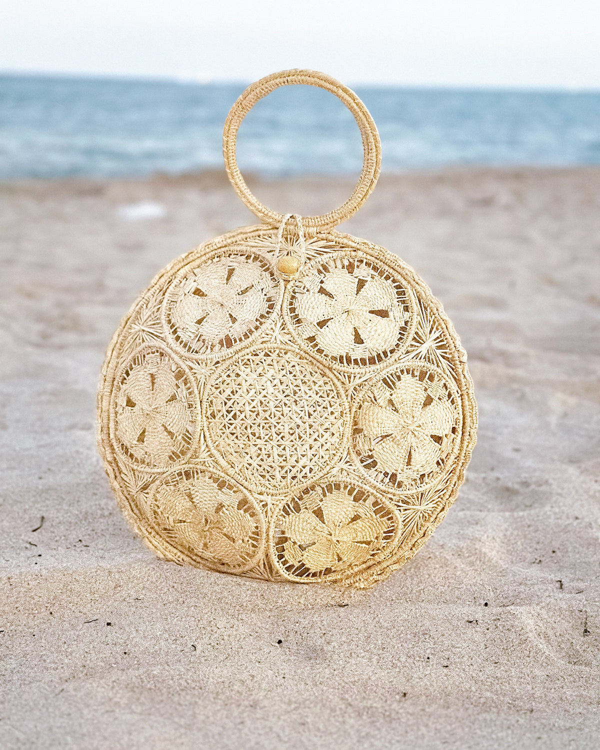 Natural "Gaia" Artisan Circular Bag-0