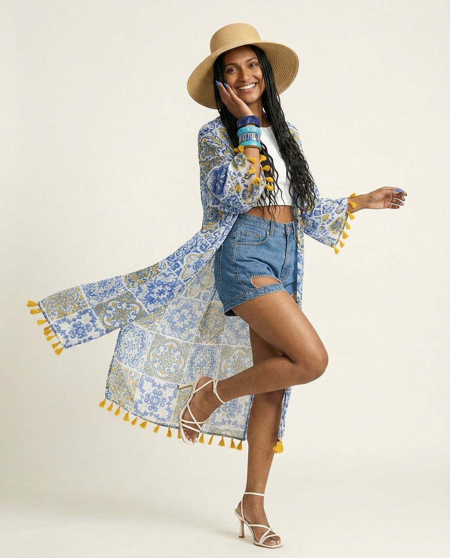 Wanderlust Tassel Print Kaftan-3