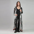 Into The Wild Zebra Print Kimono Dress - Black And White Stripe Beach Cover Up-0