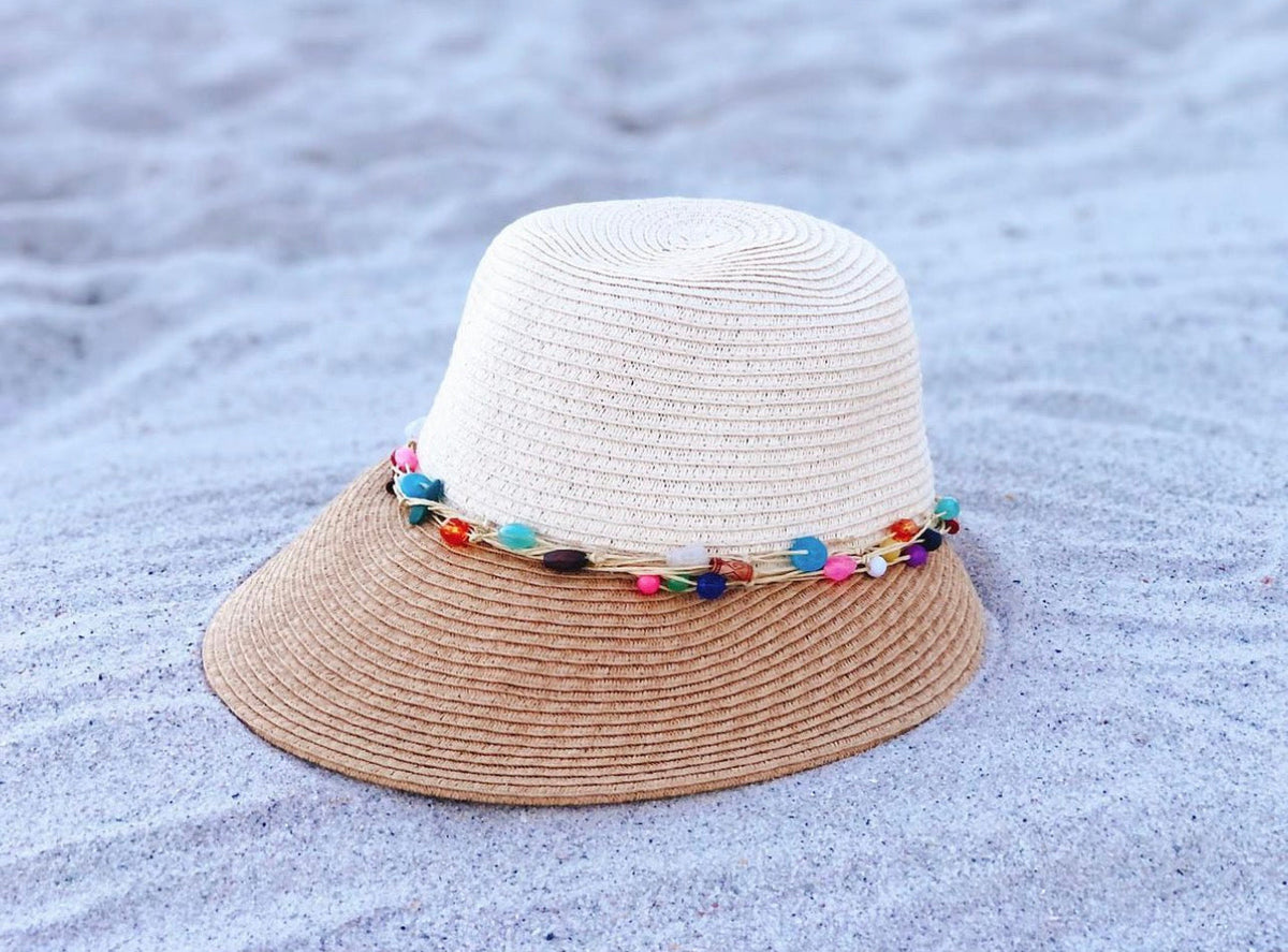 Summer Two-Tone Colorful Beads Visor Hat-0