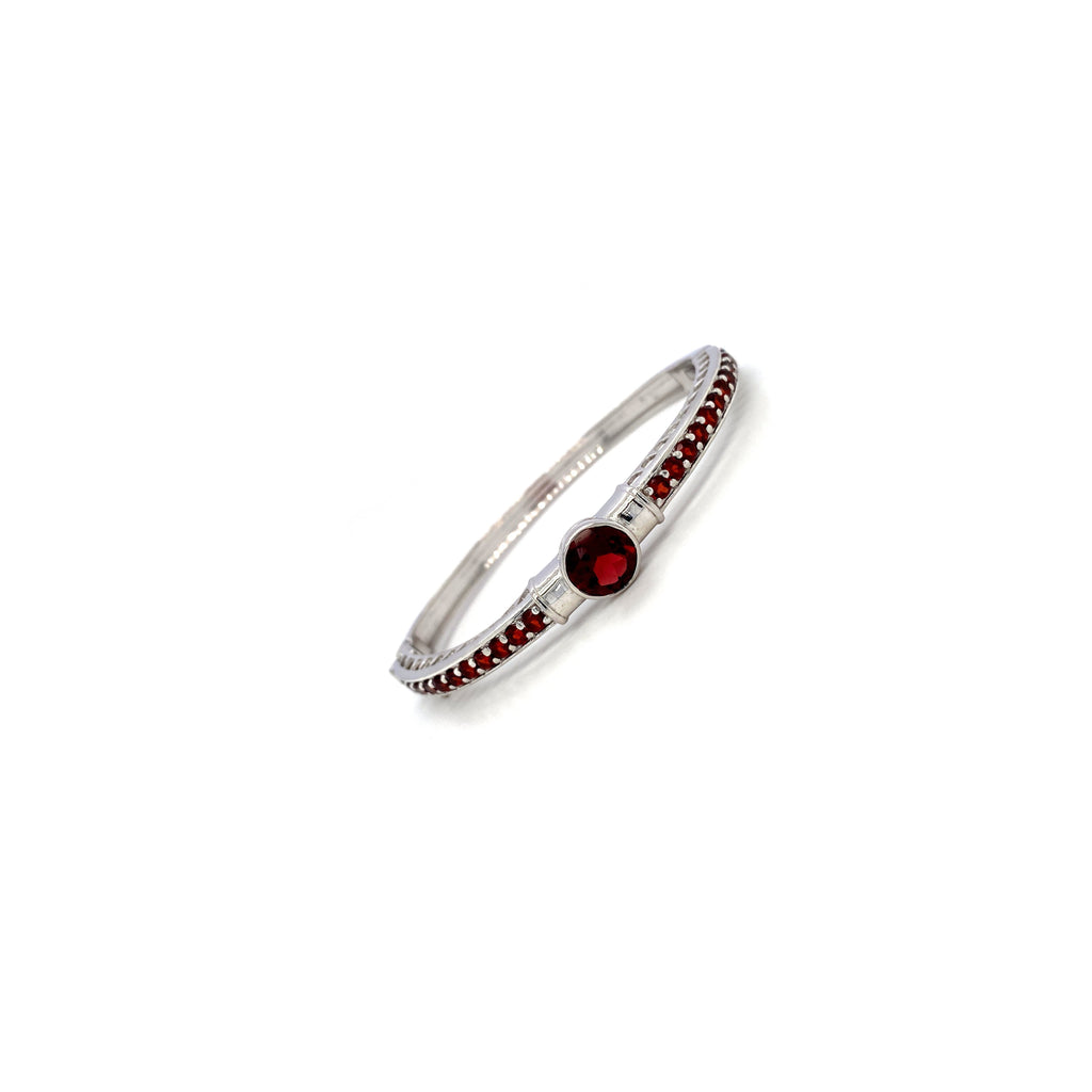 Garnet Bangle in .925 Sterling Silver - KSD 42024-1