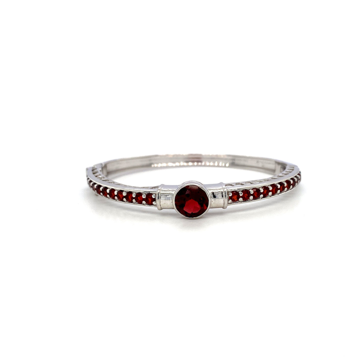 Garnet Bangle in .925 Sterling Silver - KSD 42024-0