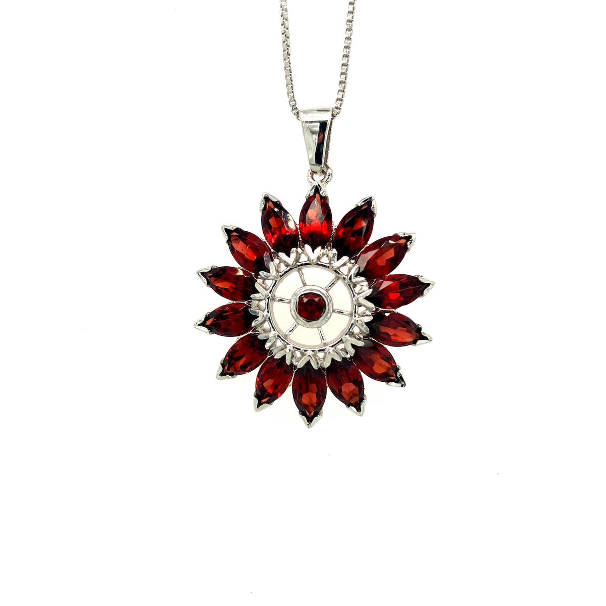 Garnet Pendant in .925 Sterling Silver - KSP 13256-0