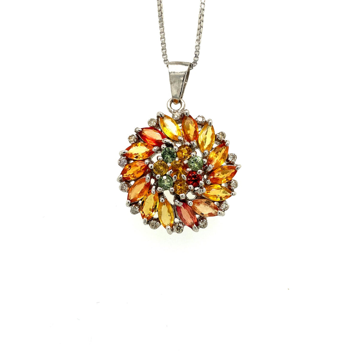 Multi Sapphire Pendant in .925 Sterling Silver - KSP 31007-0