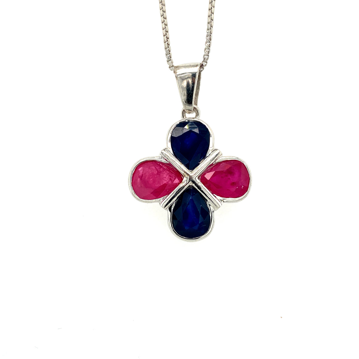 Multi Colour Stone Pendant in .925 Sterling Silver - KSP 32052-0