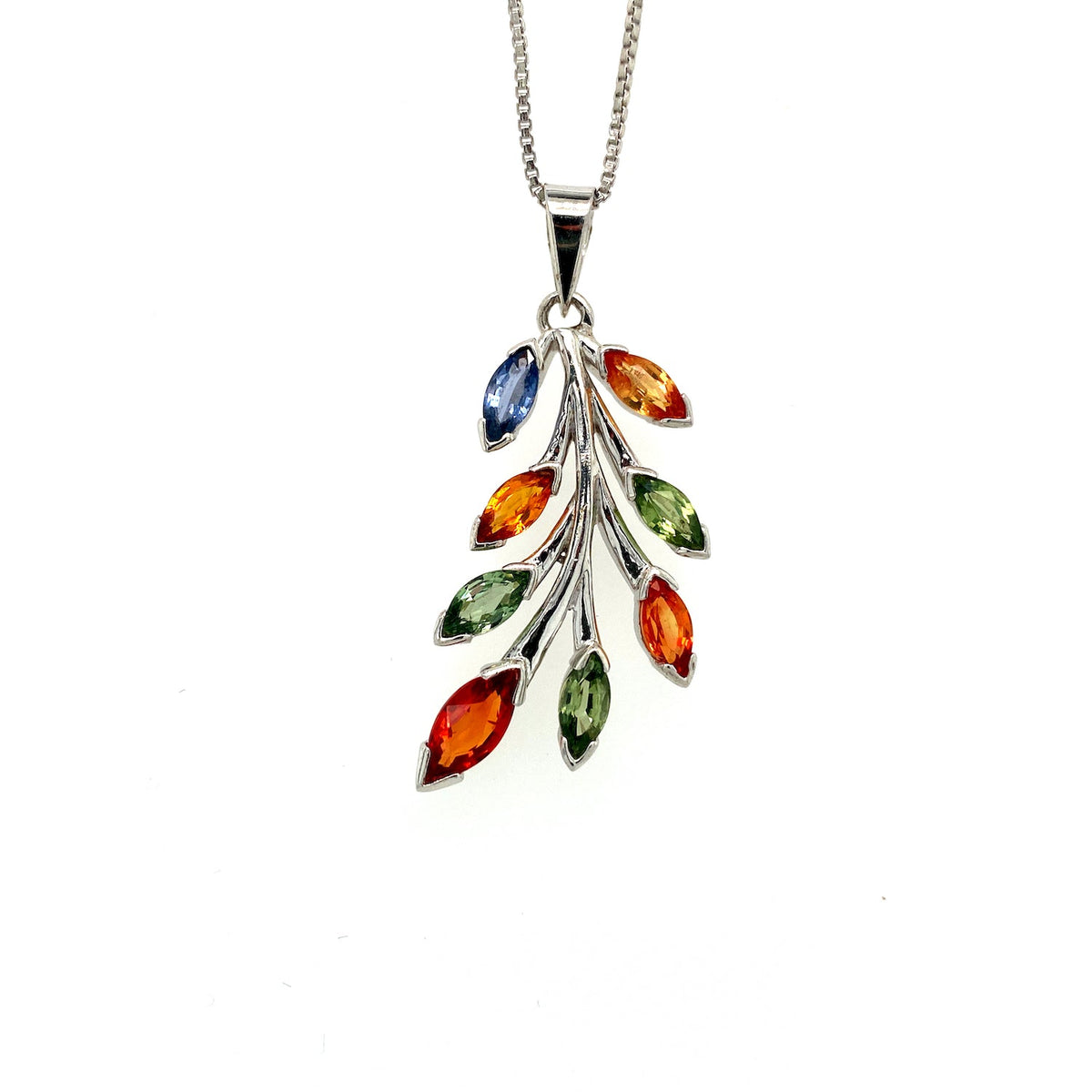 Multi Sapphire Pendant in .925 Sterling Silver - KSP 34479-0