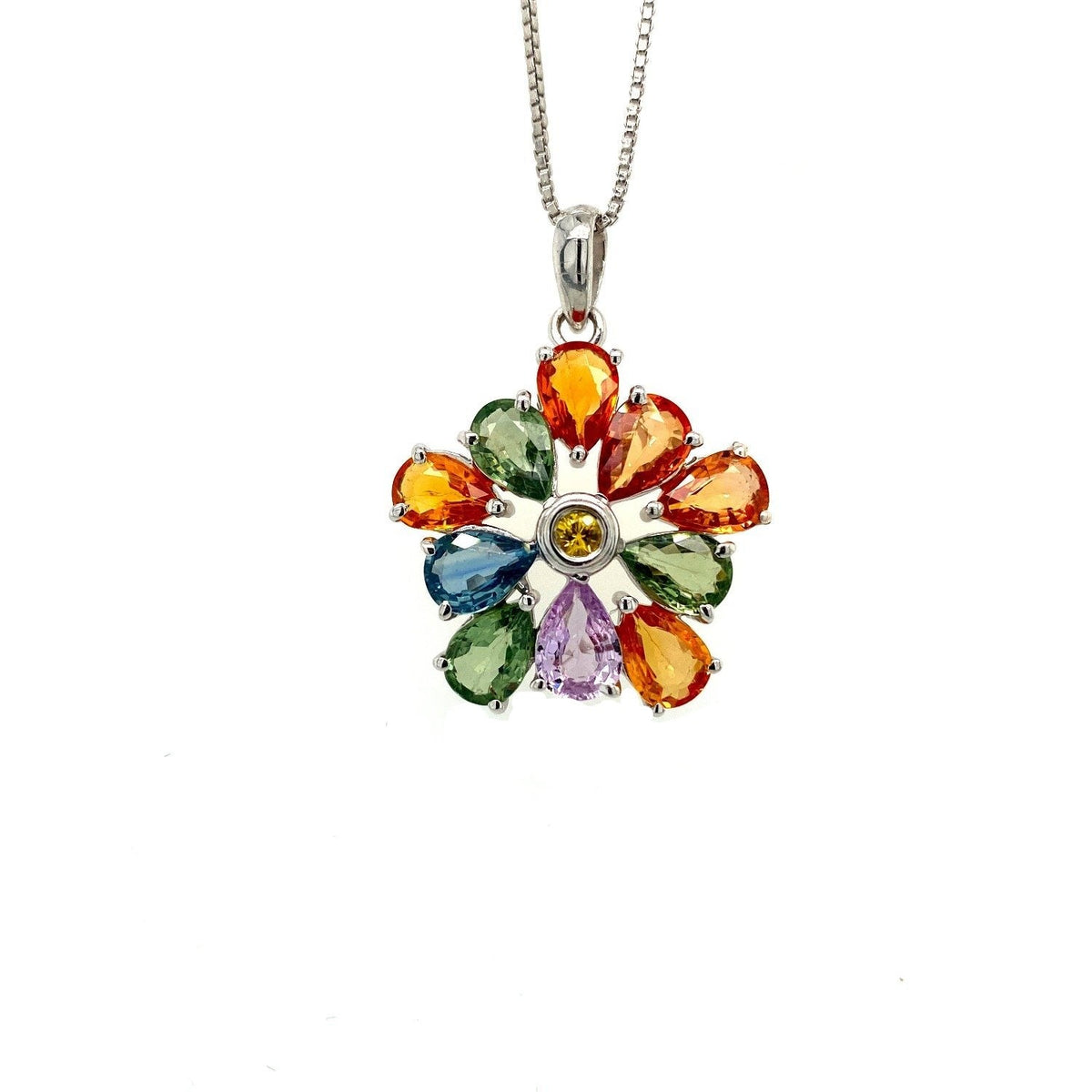 Multi Sapphire Pendant in .925 Sterling Silver - KSP 35988-0