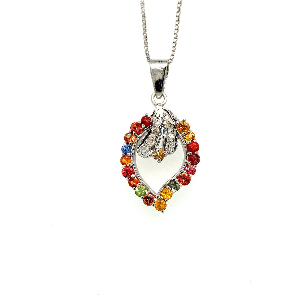 Multi Sapphire Pendant in .925 Sterling Silver - KSP 36811-0