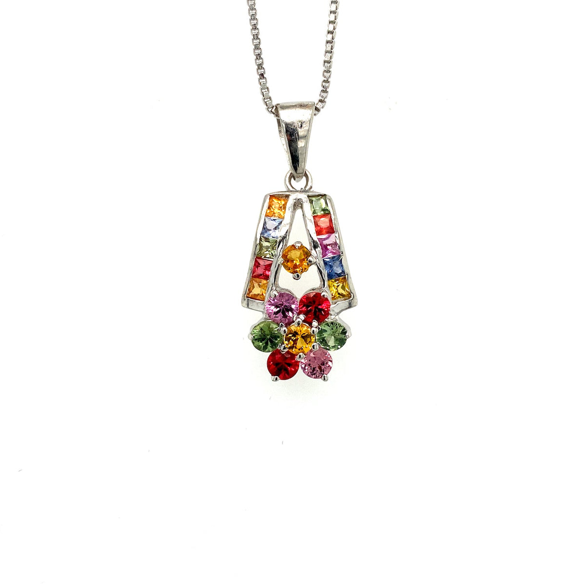 Multi Sapphire Pendant in .925 Sterling Silver - KSP 36817-0