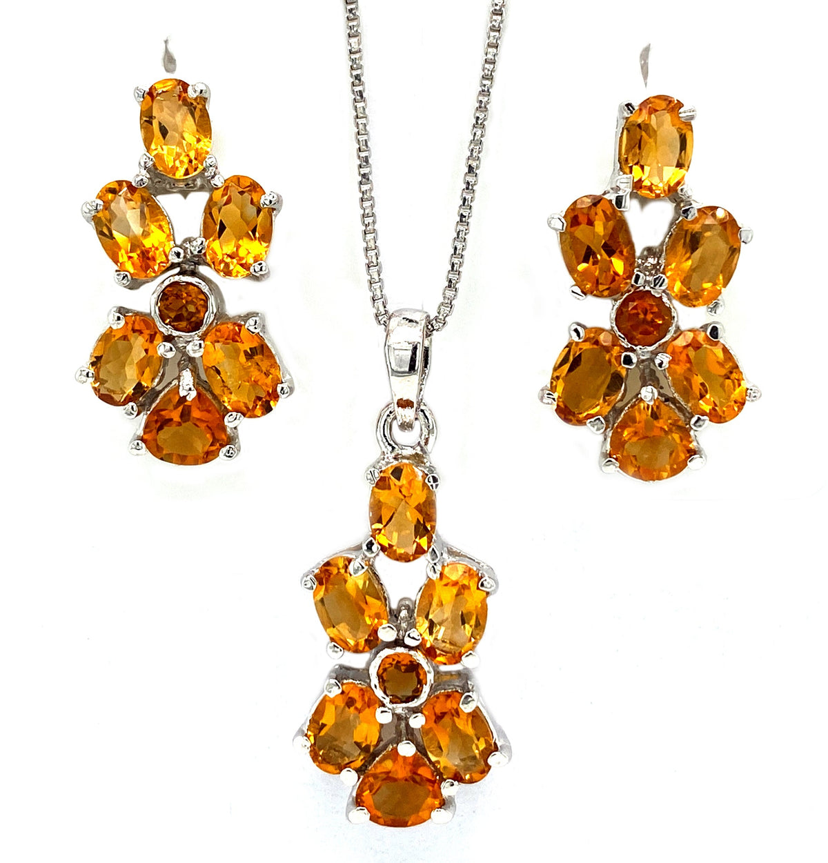 Citrine Jewellery Set in .925 Sterling Silver - KSS 6066-0