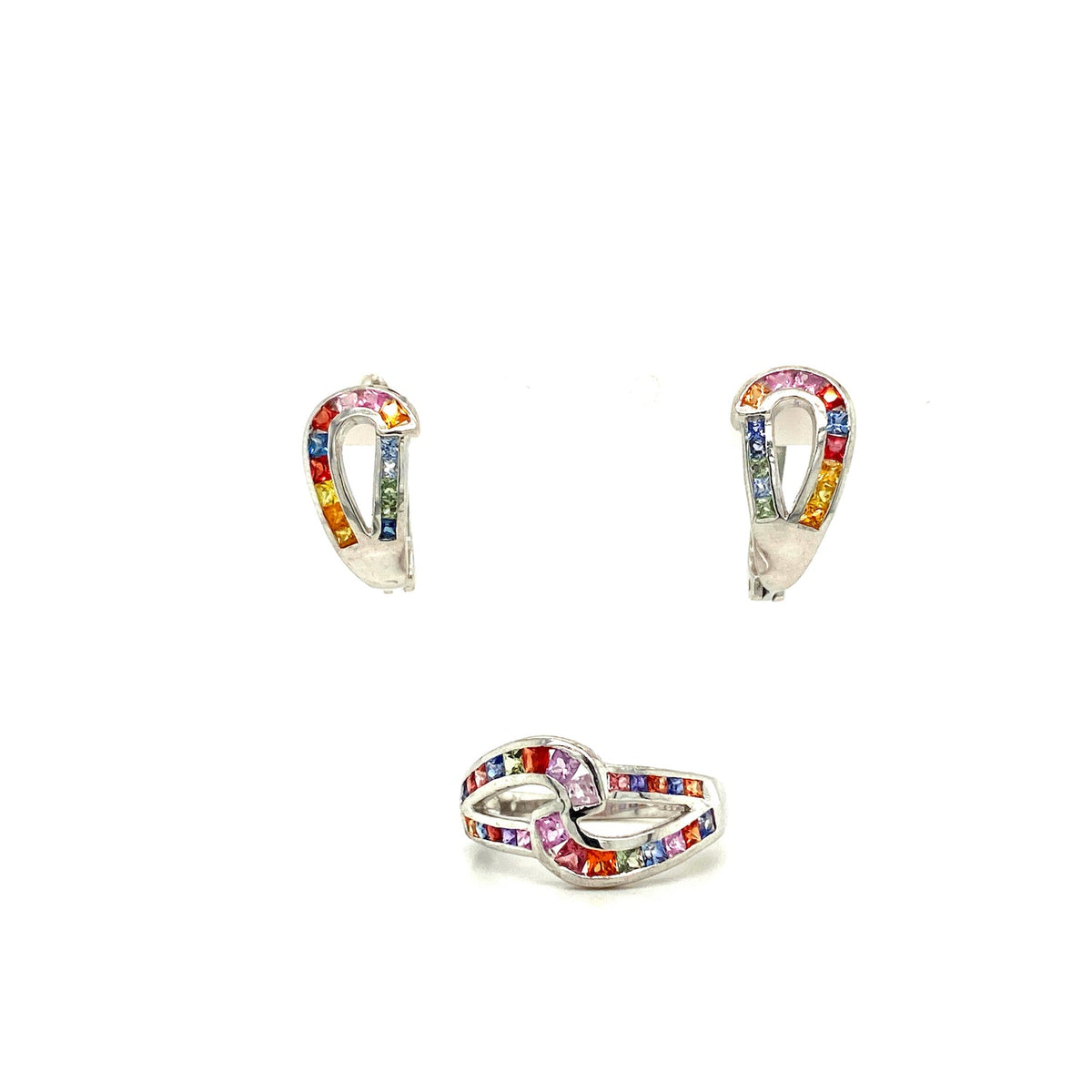 Multi Sapphire Jewellery Set in .925 Sterling Silver - KSS 6553-0
