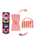 2-in-1 Hammam Towel Bag Coral Coast Orange & Fuchsia – Recycled Cotton-0