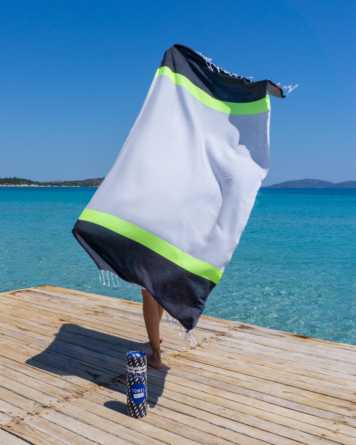 2-in-1 Beach Towel Bag in Grey & Charcoal – Made from Recycled Cotton-2