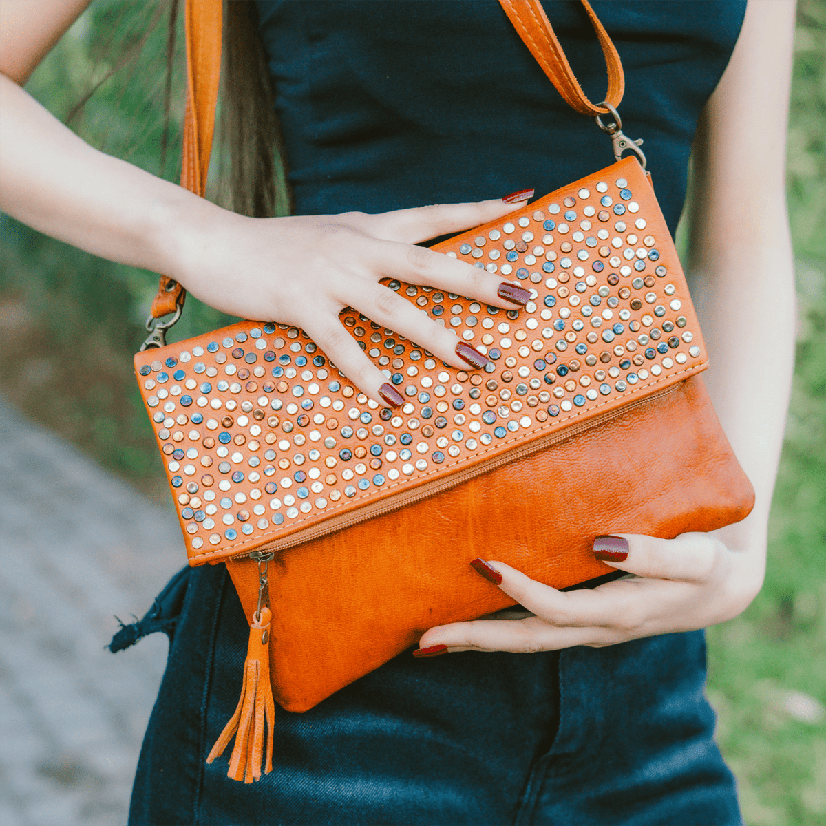 Leather Purse Stones-0
