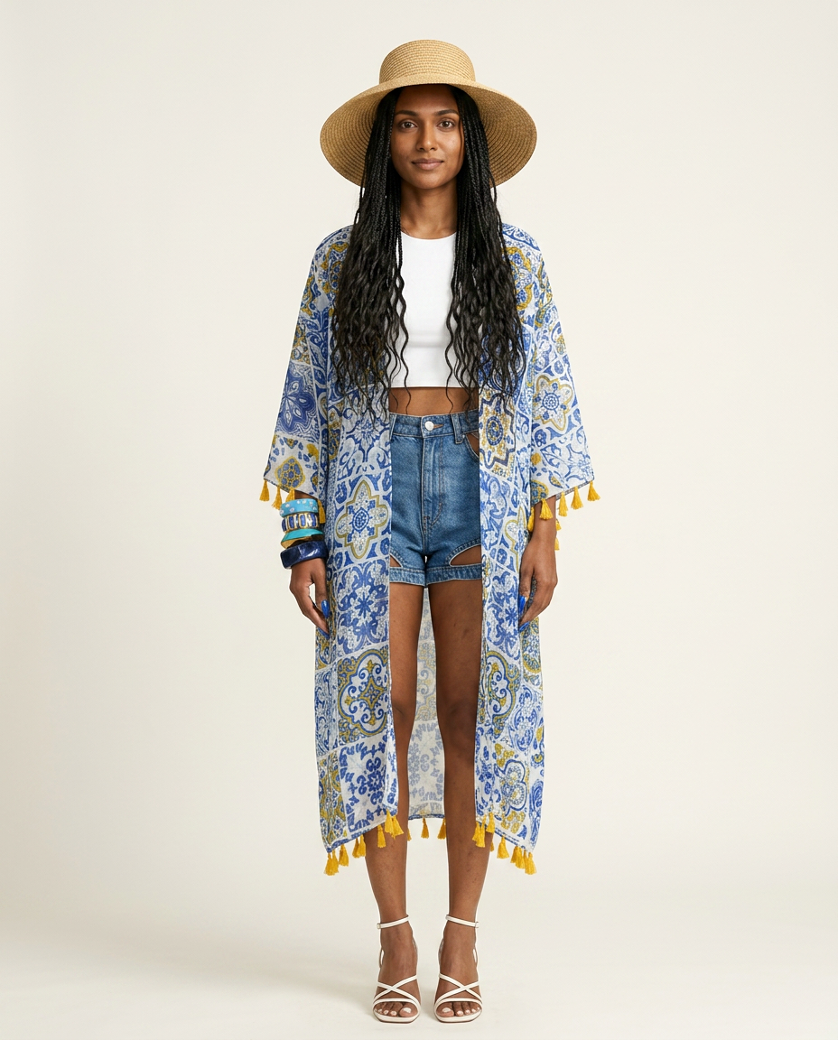 Wanderlust Tassel Print Kaftan-1